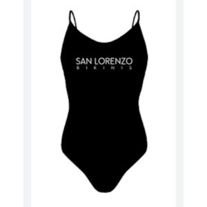 San Lorenzo Bikinis M One Piece Swimsuit Black Reversible Swim Swag Classic NEW